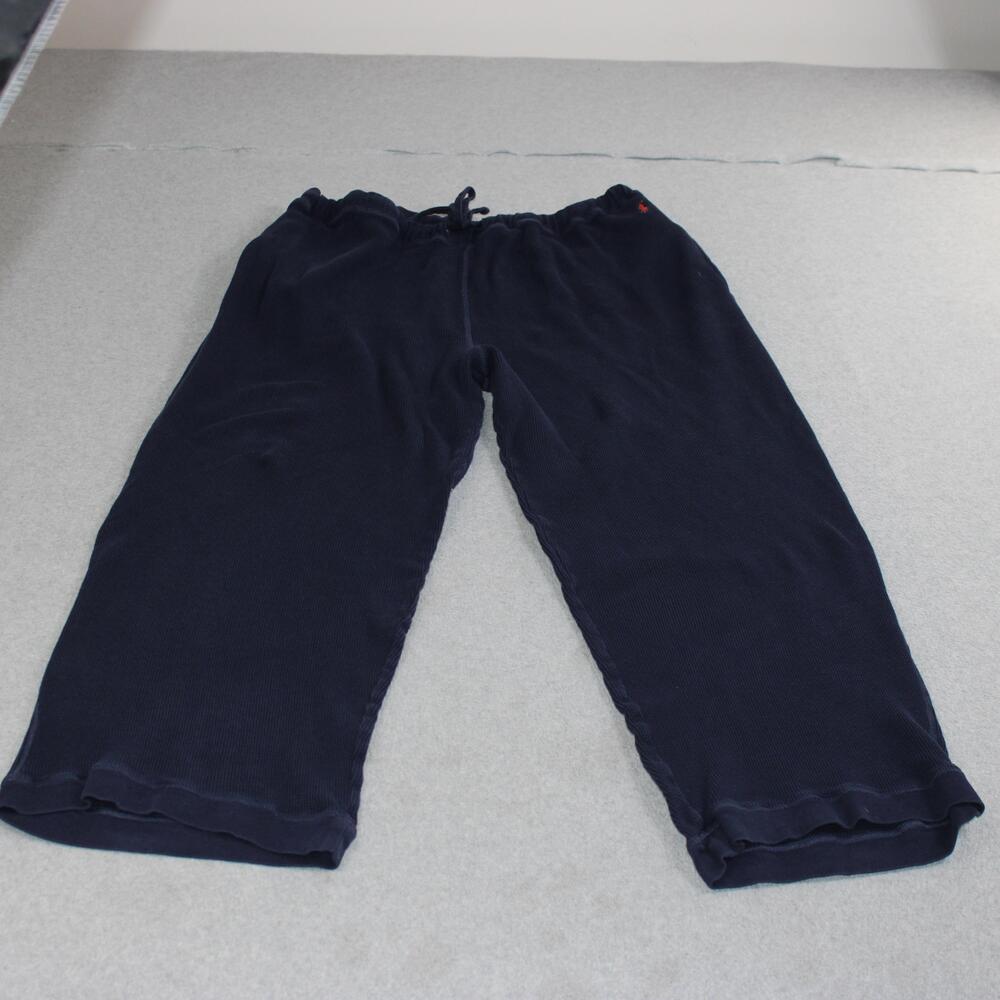 Polo Ralph Lauren Pajama Pants Mens XL Blue Cotton Lounge Waffle Knit Wide Leg